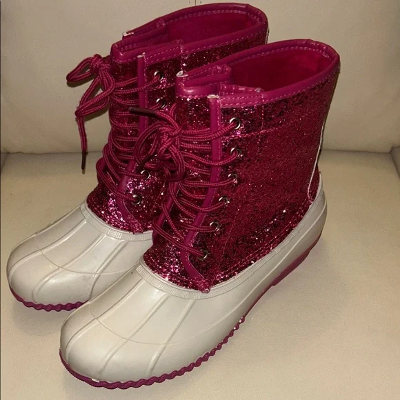 Sugar Pink and White Glitter Boots - Picture 3 of 6